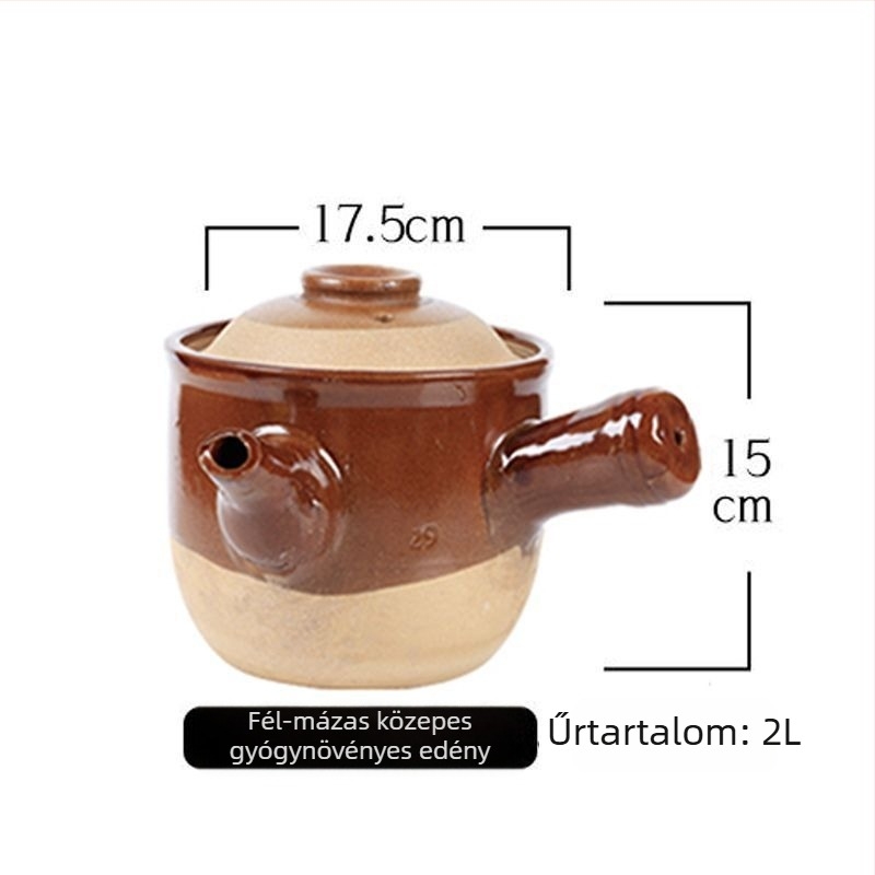 Régi gyógyszeres fazék kőedényből, durva porcelánból, gyógynövények decoctálásához, kisméretű lángon használható