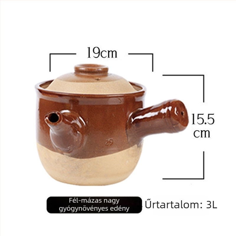 Régi gyógyszeres fazék kőedényből, durva porcelánból, gyógynövények decoctálásához, kisméretű lángon használható