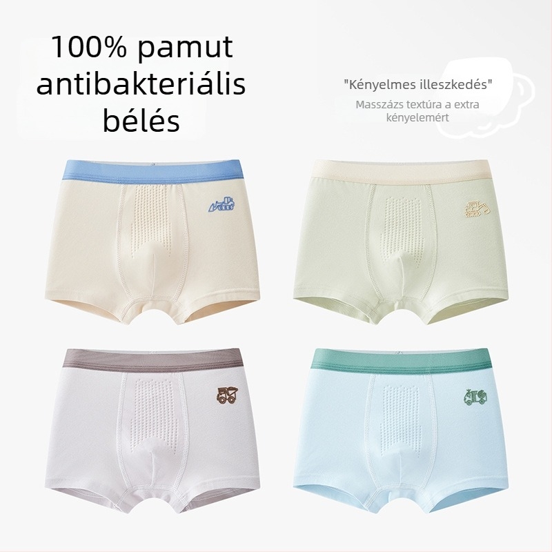 Gyerekeknek készült pamut alsónemű, A osztályú pamut, 6–12 éves fiúk számára, kényelmes, nyomásmentes, antibakteriális 10A