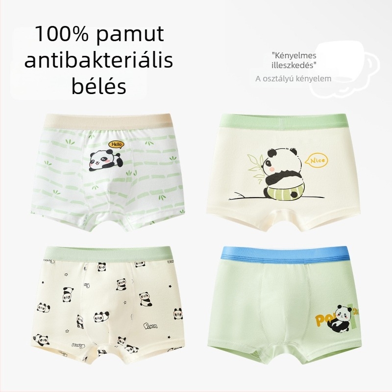 Gyerekeknek készült pamut alsónemű, A osztályú pamut, 6–12 éves fiúk számára, kényelmes, nyomásmentes, antibakteriális 10A