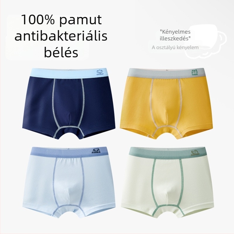 Gyerekeknek készült pamut alsónemű, A osztályú pamut, 6–12 éves fiúk számára, kényelmes, nyomásmentes, antibakteriális 10A