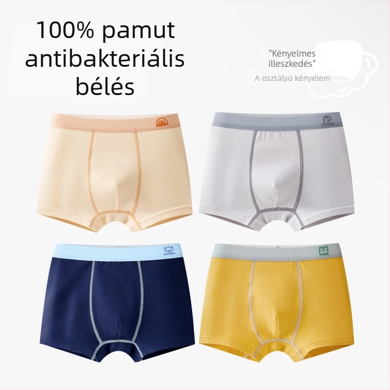 Gyerekeknek készült pamut alsónemű, A osztályú pamut, 6–12 éves fiúk számára, kényelmes, nyomásmentes, antibakteriális 10A