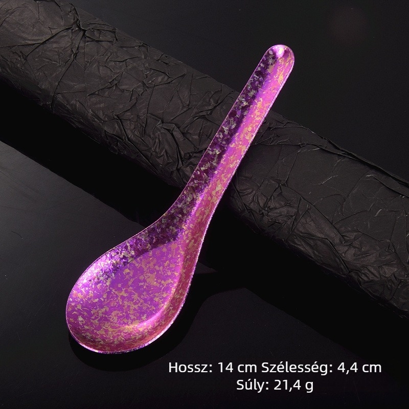 Tianlin tiszta titánból készült lapos aljú kanál kristály Ice-Flower mintával, színes étkészlet otthoni használatra, leveskanál