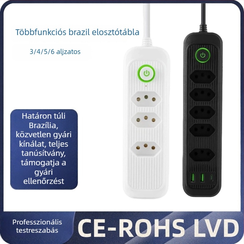 USB elosztó a braziliai szabvány szerint, több csatlakozóval, otthonra, irodába és utazáshoz