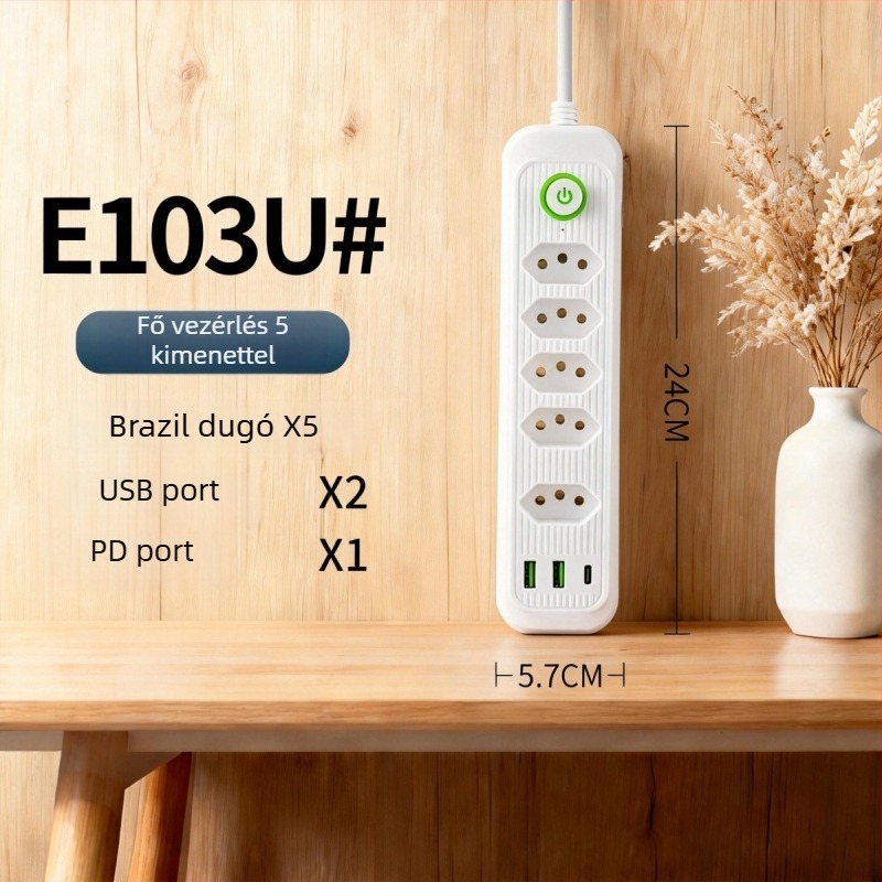USB elosztó a braziliai szabvány szerint, több csatlakozóval, otthonra, irodába és utazáshoz
