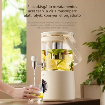 Üvegbázisú egészség teáskanna integrált forralással és áztatással virágtea készítéséhez, 2–3 literes kapacitás, ragasztómentes kivitel, digitális termosztát, belső rozsdamentes acél tartály, 500–1000 W, 220 V, modell Ys 133