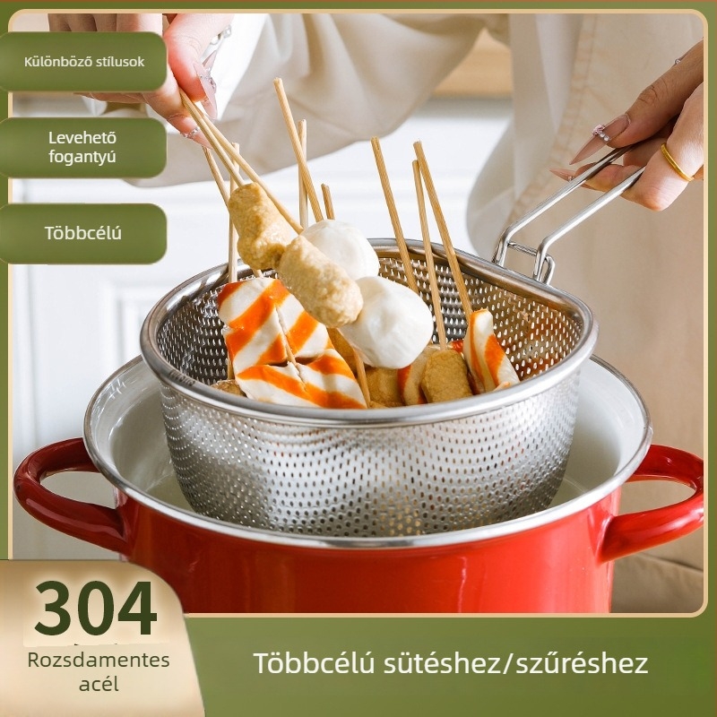 304 rozsdamentes acélból készült nagy méretű leszűrőedény konyhához, tészta és dumplings számára