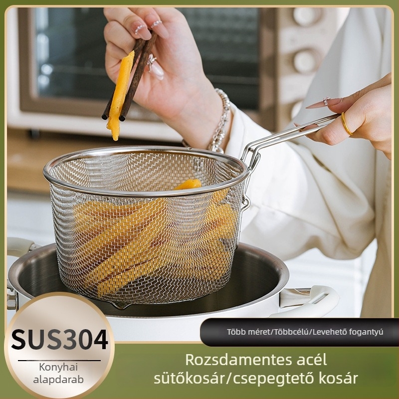 304 rozsdamentes acélból készült nagy méretű leszűrőedény konyhához, tészta és dumplings számára