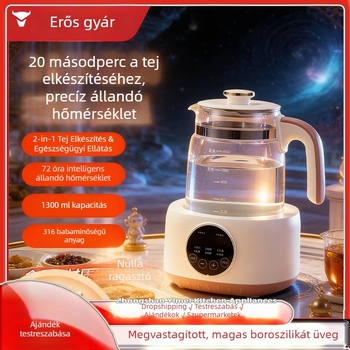 Edzett üvegből készült elektromos teáskanna állandó hőmérséklet-tartással, otthoni használatra, sterilizálás és tea készítés, automata tejmelegítő és bébi tápszert melegítő