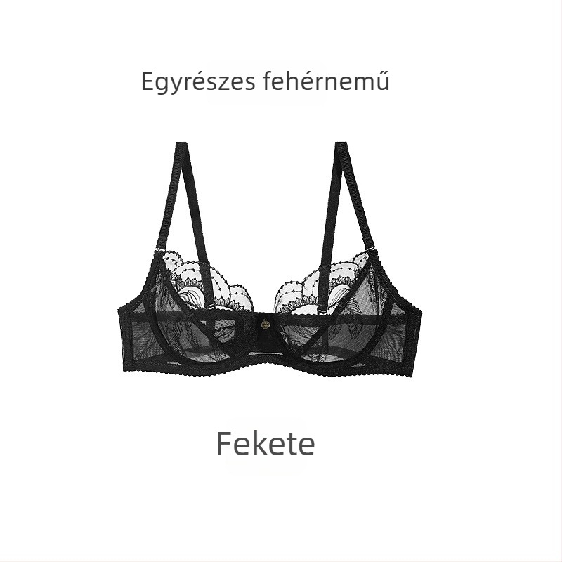 Francia stílusú ultra vékony hímzett csipkés melltartó szett nőknek, plusz méret, átlátszó, push-up, minimizáló hatás