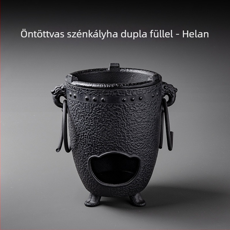 Rongshantang Asztali Teaház Készlet Öntöttvas Teáskannával és Akasztóval, Szénfűtéses Sütő Készlet