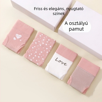Lányoknak szóló középmagas derekú, lélegző antibakteriális pamutból készült mintás bugyi grafén panellel