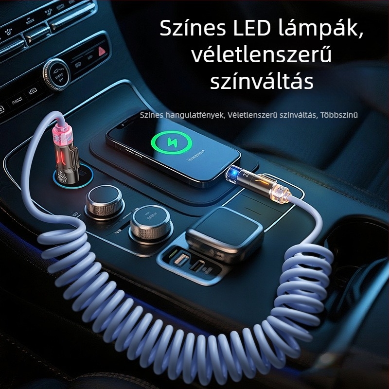 240W négy az egyben autós adatkábel USB-C és Lightning-hoz — ultram gyors töltés, aromaterápia, hossz 1–2 m