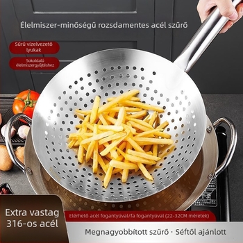 316-os rozsdamentes acél szűrőkanál sütéshez, extra vastag, nagy méretű, otthoni és professzionális használatra