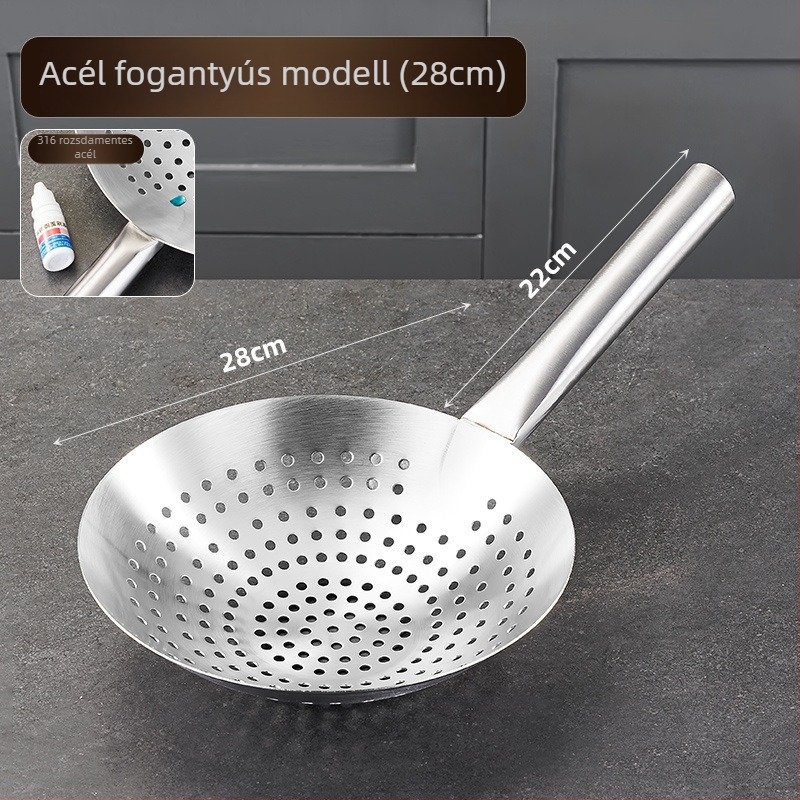 316-os rozsdamentes acél szűrőkanál sütéshez, extra vastag, nagy méretű, otthoni és professzionális használatra