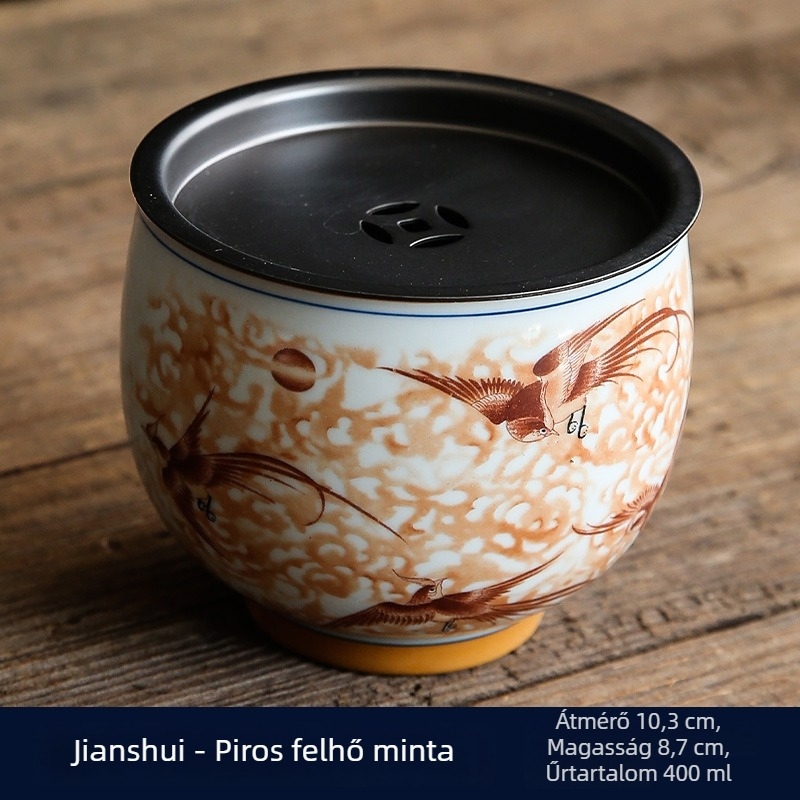 Kék-fehér Jianshui teatisztító edény fedővel, kis méret, prémium antik stílusú kerámia teázási tartó, Kung Fu tea kiegészítő