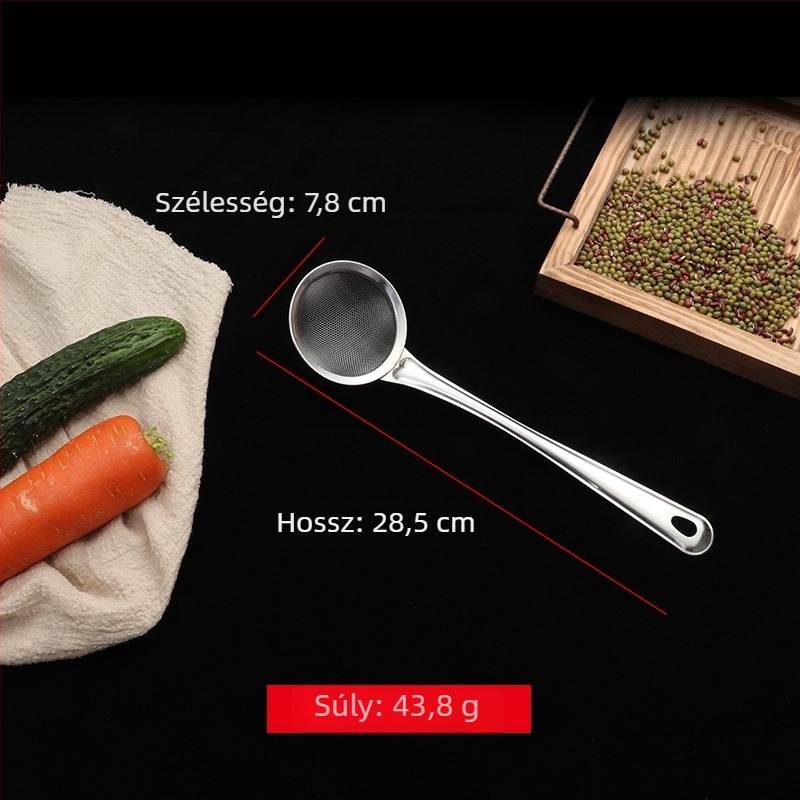 Rozsdamentes acélból készült konyhai szűrő és szita – szójatejhez, sütéshez és habképződés szűréséhez