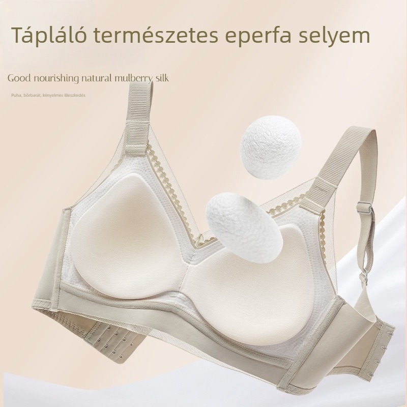 Női selyem-szatén csipkés melltartó, 3/4-es kosárral, vezeték nélküli, varrás nélküli, lélegző, oldalsó mellek formázása