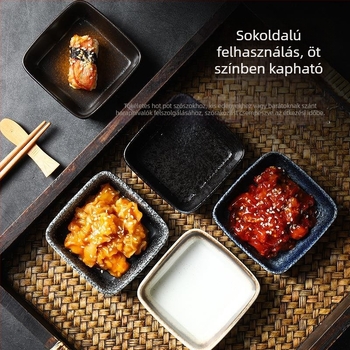 Kerámia négyszögletes ízesítő tál, kis tál szójaszószhoz és ecethez, japán stílusú étkészlet, harapnivaló tál