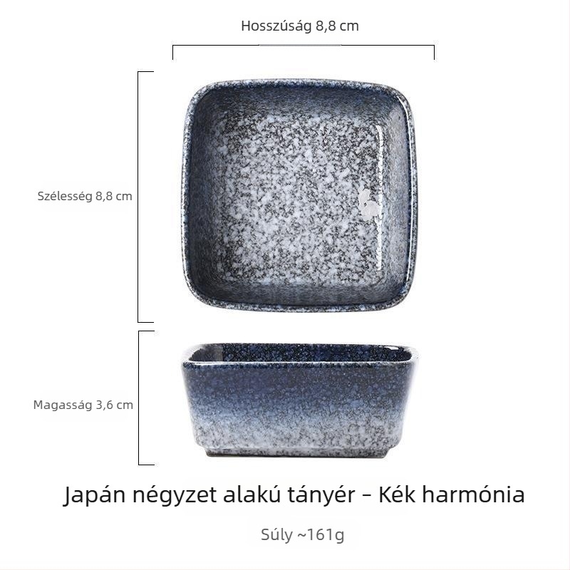 Kerámia négyszögletes ízesítő tál, kis tál szójaszószhoz és ecethez, japán stílusú étkészlet, harapnivaló tál