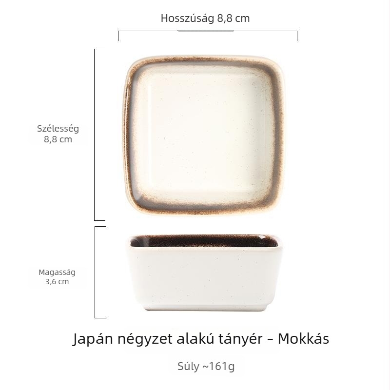 Kerámia négyszögletes ízesítő tál, kis tál szójaszószhoz és ecethez, japán stílusú étkészlet, harapnivaló tál
