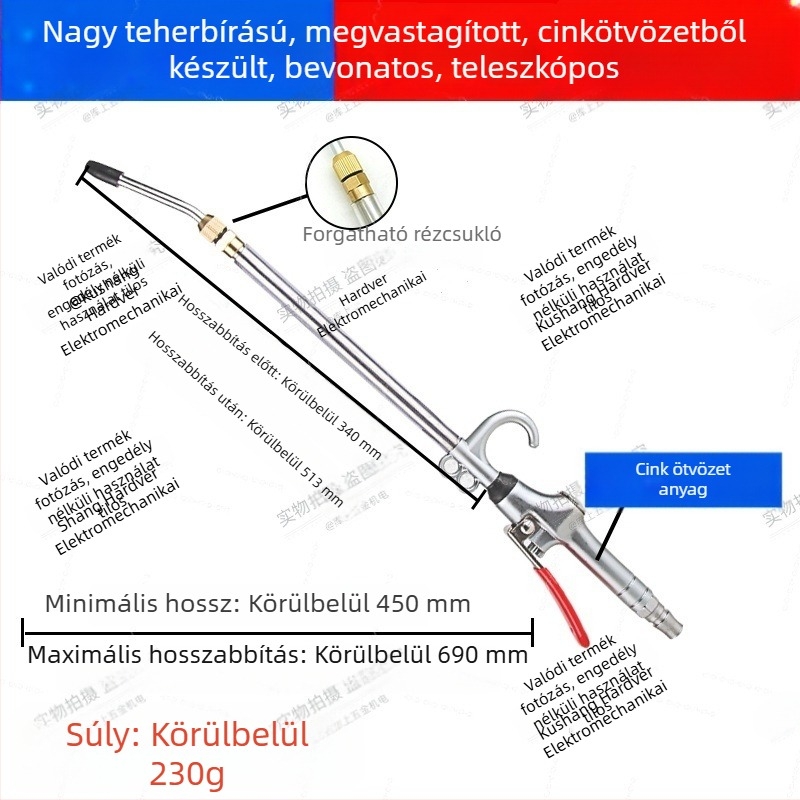 Pneumatikus magasnyomású por- és koromeltávolító fúvópisztoly