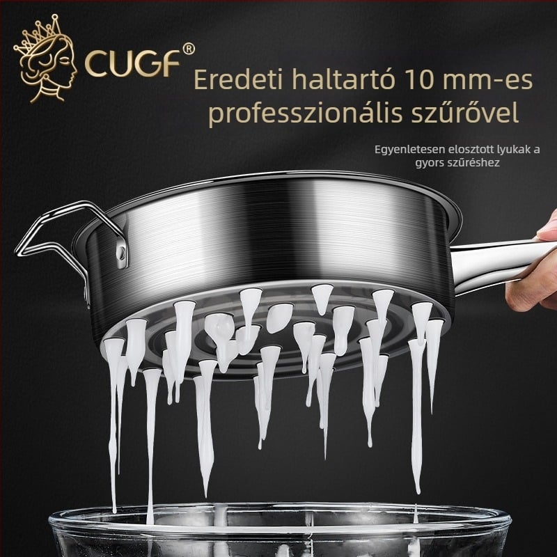 304 rozsdamentes acél konyhai kanál beépített szűrővel garnélaleveshez