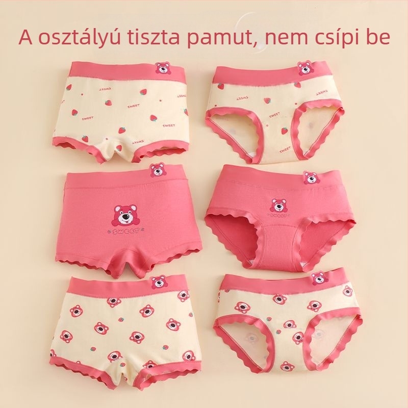 Lányoknak szánt pamut boxer-stílusú alsónemű, kényelmes viselet