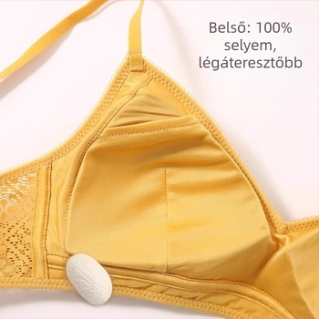 Selyem Francia-stílusú vezeték nélküli melltartó nőknek, ultra vékony, csipkés háromszög kosár, kis mellhez