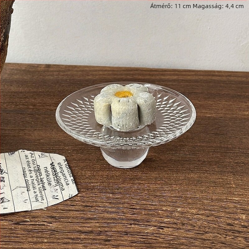 Könnyed luxus üveg gyümölcstál, átlátszó tál nappali asztalra, gyümölcsök és nassolnivalók