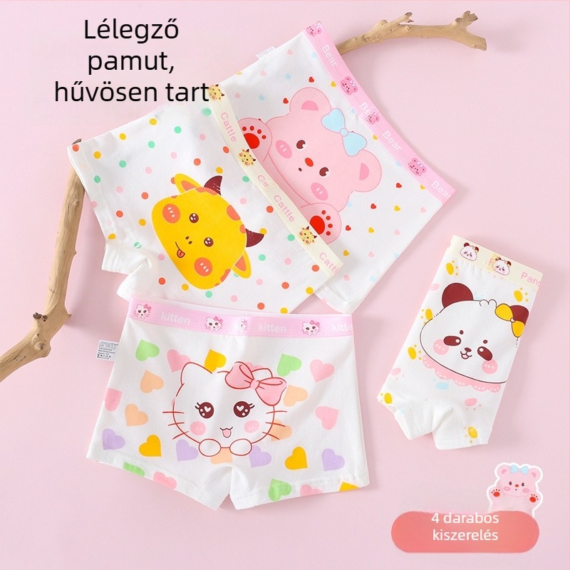 A osztályú gyerekek pamut boxeralsó lányoknak, 3–8 évesek