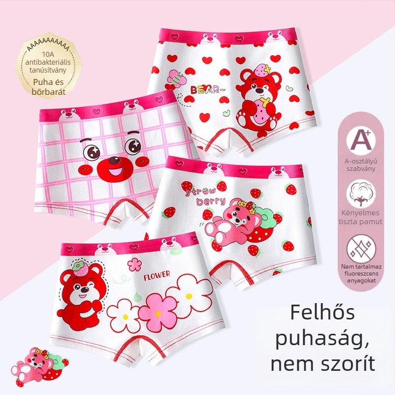 A osztályú gyerekek pamut boxeralsó lányoknak, 3–8 évesek