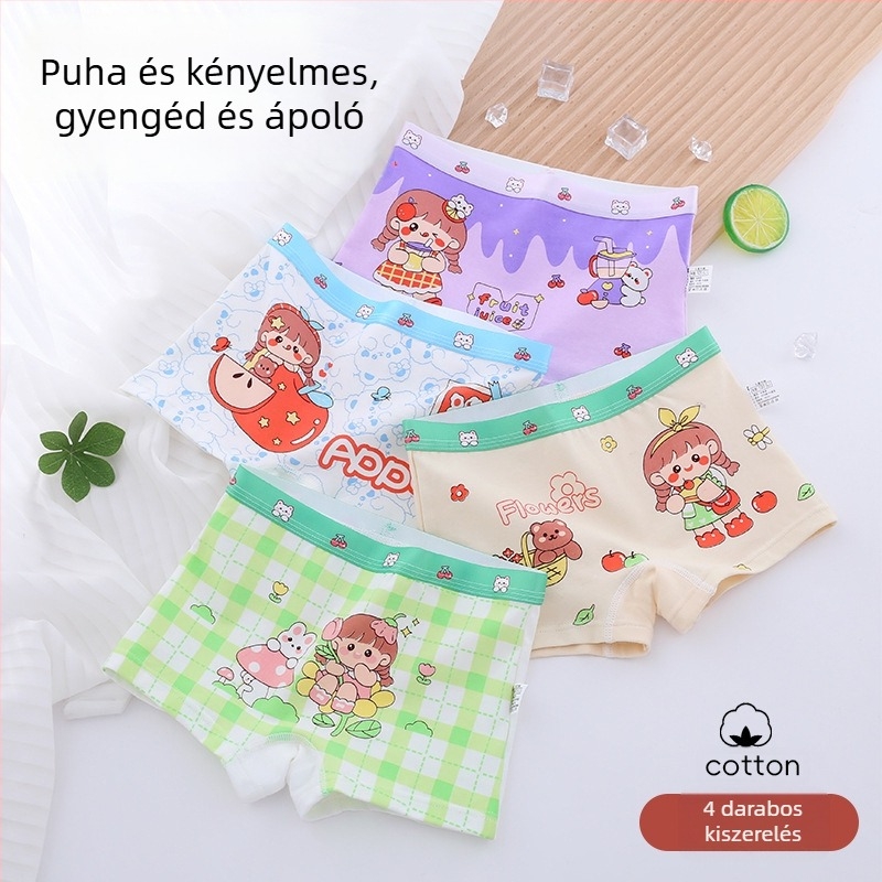 A osztályú gyerekek pamut boxeralsó lányoknak, 3–8 évesek
