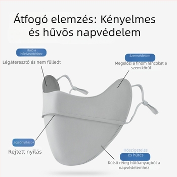 Bonas női napvédő maszk UV védelem, egyszínű, szemvédő, jégselyem anyagú maszk kültéri kerékpározáshoz, 3D arcmaszk