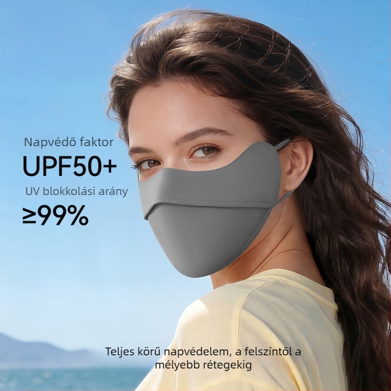 Bonas női napvédő maszk UV védelem, egyszínű, szemvédő, jégselyem anyagú maszk kültéri kerékpározáshoz, 3D arcmaszk