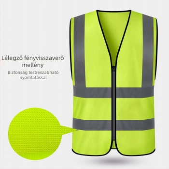 Reflektív biztonsági mellény, sárga építőipari mellény kerékpározáshoz, forgalomhoz és útkezeléshez, légáteresztő védőruha