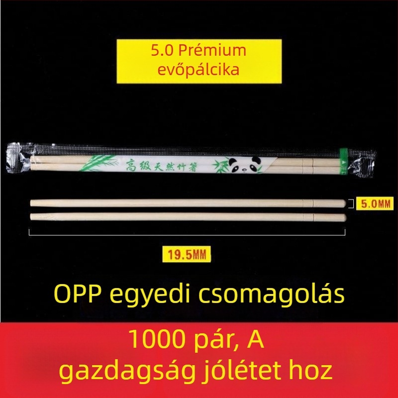 Egyszer használatos bambusz evőpálcikák, egyedenként csomagolva – éttermek és otthoni használatra
