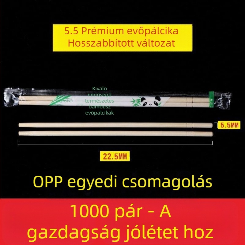 Egyszer használatos bambusz evőpálcikák, egyedenként csomagolva – éttermek és otthoni használatra