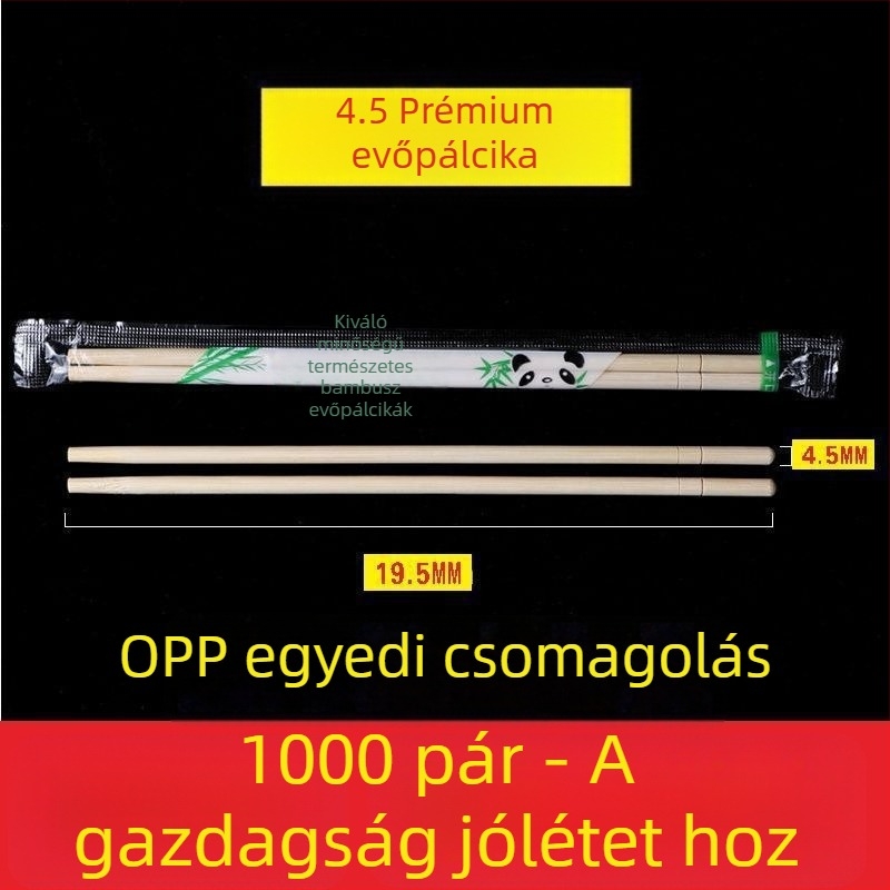 Egyszer használatos bambusz evőpálcikák, egyedenként csomagolva – éttermek és otthoni használatra