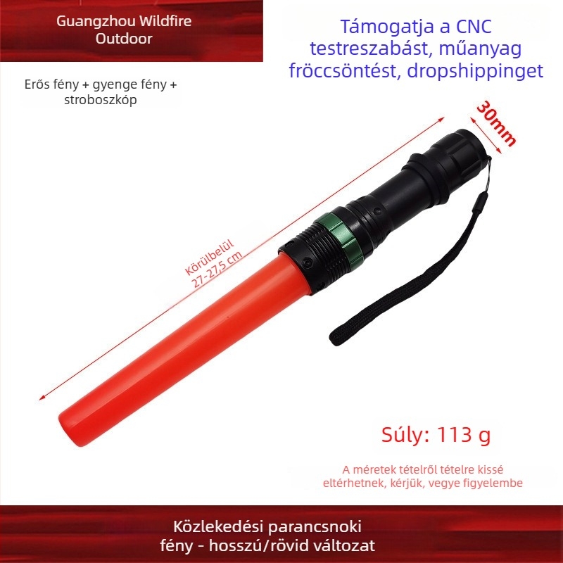 Nagy teljesítményű zseblámpa hosszú hatótávolságú jelzőfénnyel, LED forgalomirányító bot tűzoltási és vészhelyzeti jelzésekhez