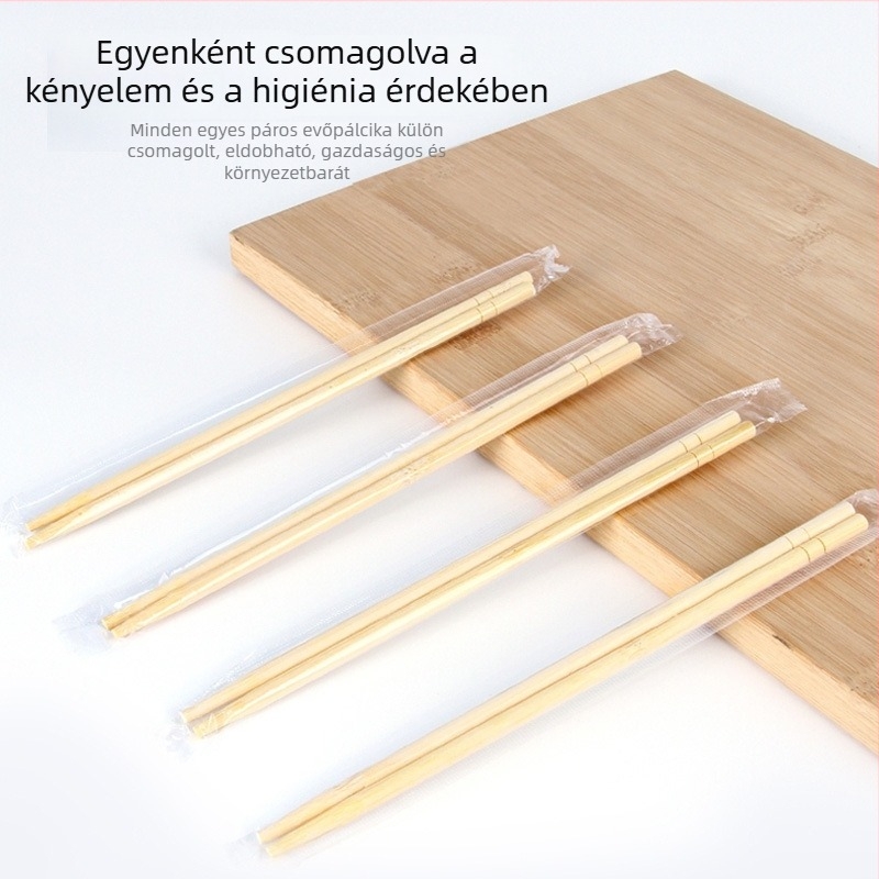Egyszer használatos kerek bambusz evőpálcikák kültéri csapatépítéshez, egyedi csomagolású, biológiailag lebomló