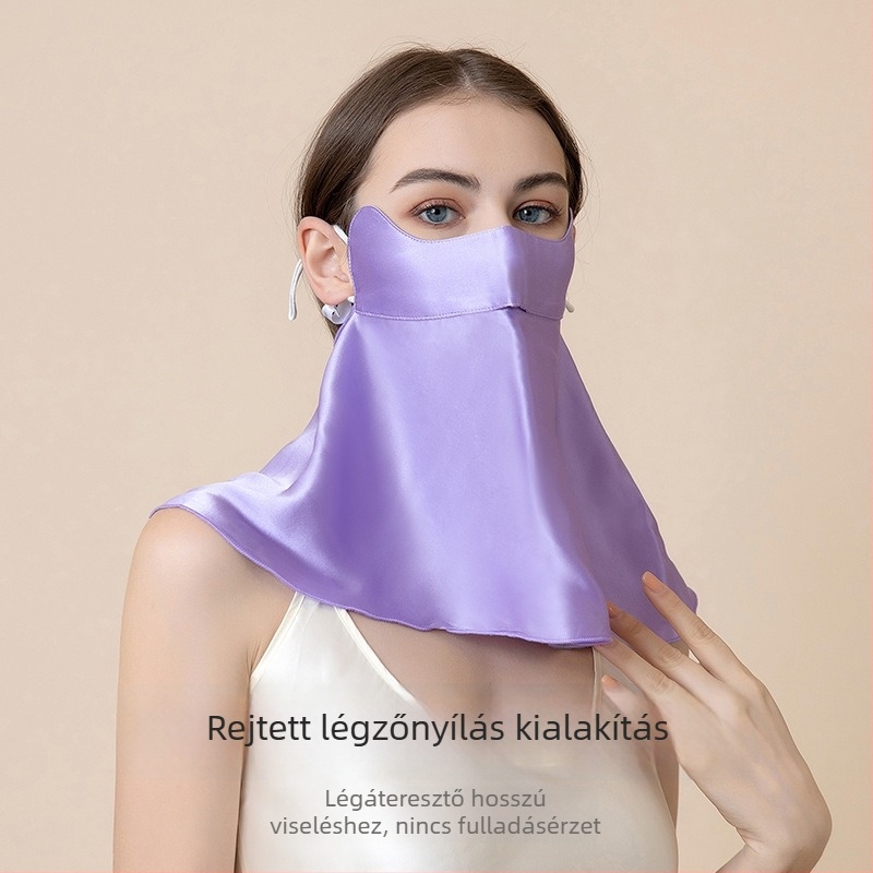 Nyári selyem napszűrő maszk teljes arc- és nyakfedéssel, UV védelem, lovagláshoz és vezetéshez, nőknek