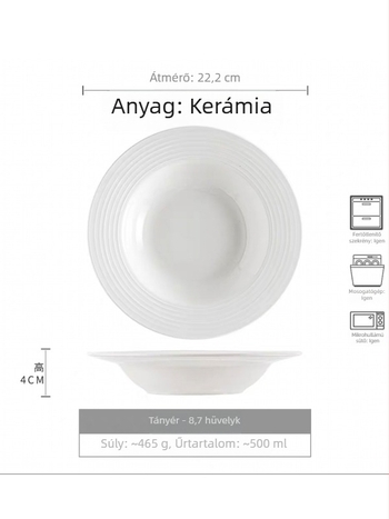 Kerek kerámia tányér csíkos mintával, nordic stílus, 12–12,9 cm átmérő