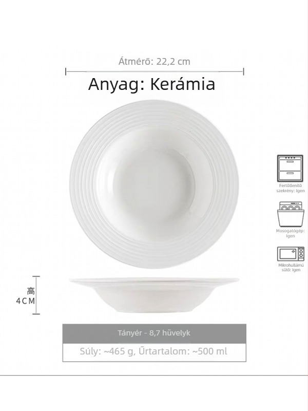 Kerek kerámia tányér csíkos mintával, nordic stílus, 12–12,9 cm átmérő
