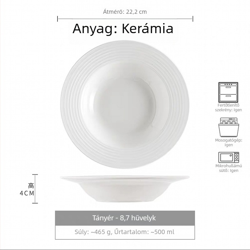 Kerek kerámia tányér csíkos mintával, nordic stílus, 12–12,9 cm átmérő