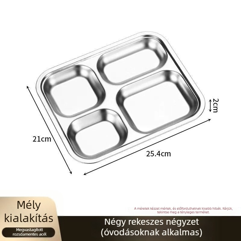 10 darabos 304 rozsdamentes acél tányérkészlet osztott rekeszekkel, gyermekek számára