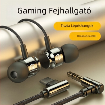 Vezetékes in-ear gaming fejhallgató Type-C csatlakozóval, zajcsökkentés, kiváló hangzás, mikrofon, kerek fülillesztékek