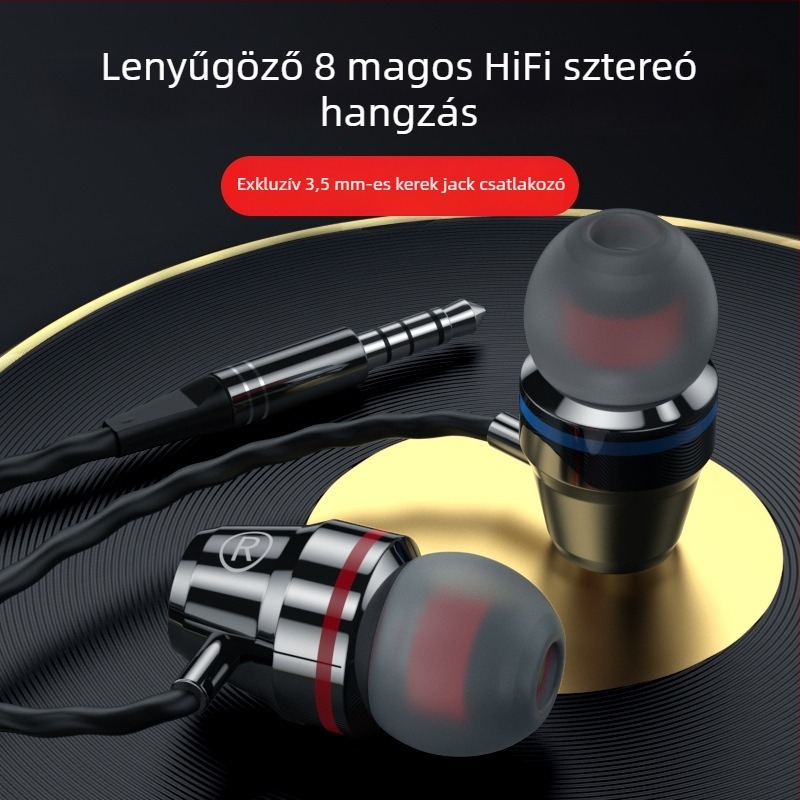 Vezetékes in-ear gaming fejhallgató Type-C csatlakozóval, zajcsökkentés, kiváló hangzás, mikrofon, kerek fülillesztékek