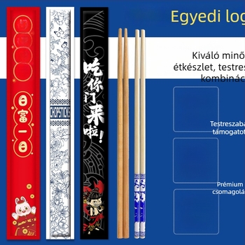 Egyszer használható bambusz evőpálcikák vastag Kraft papír csomagolásban, négyoldalas záródással, éttermeknek és hot pot kiszállításra