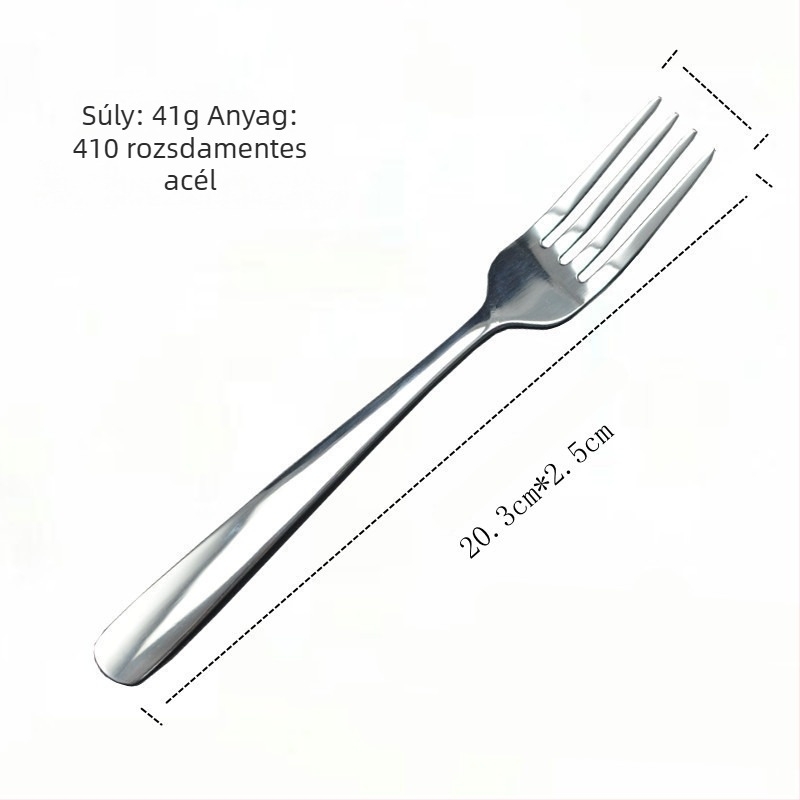 Rozsdamentes acél steak kés és villa, 2 darabos készlet, nyugati stílus, tükörfényes felület, hotel-stílus